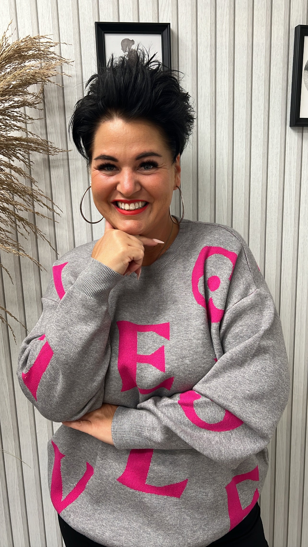 Oversize-Pullover LOVE (Gau/Pink)