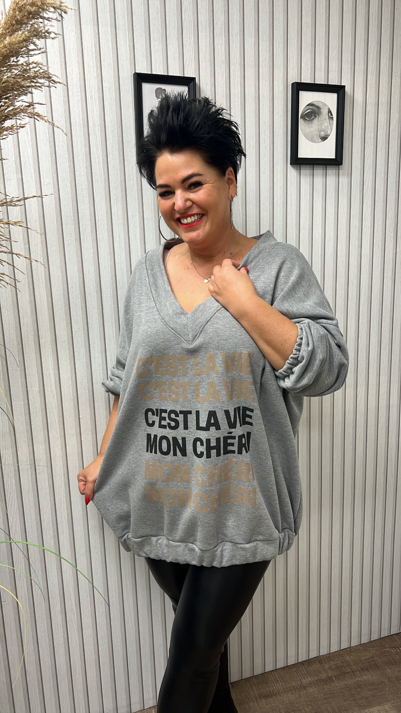 Oversize Sweat C'EST LA VIE (Grau)