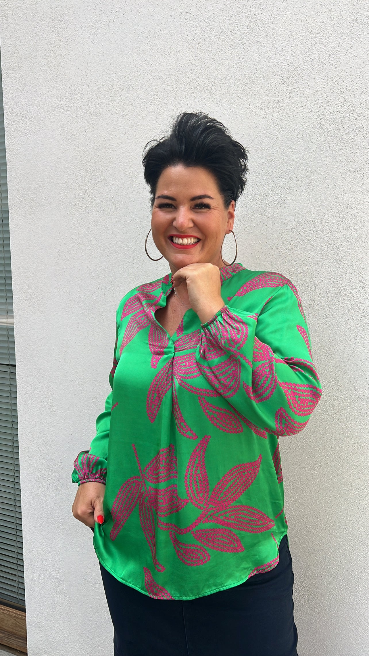 Bluse SALMA (Grün/Pink)