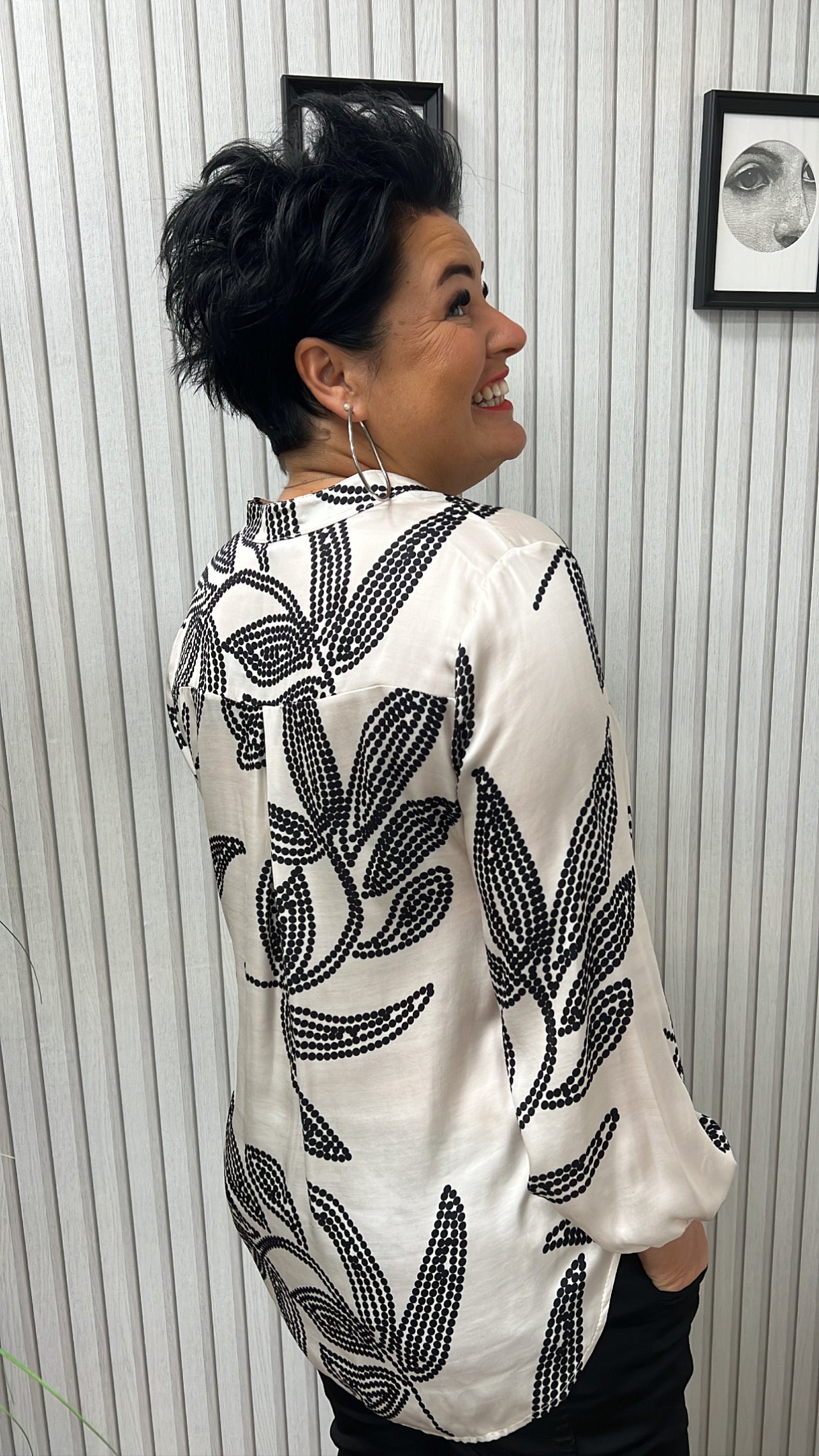 Bluse SALMA (Weiß/Schwarz)