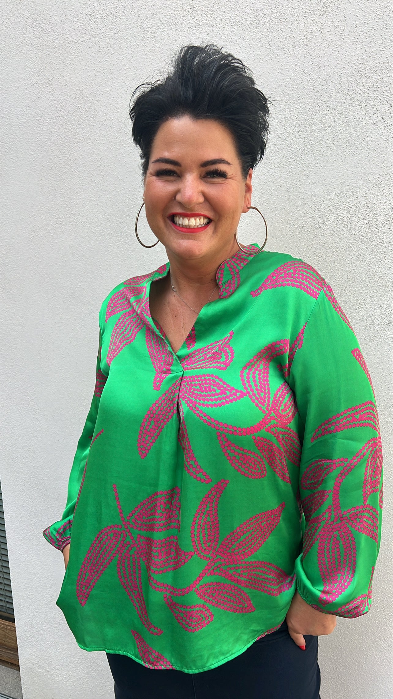 Bluse SALMA (Grün/Pink)