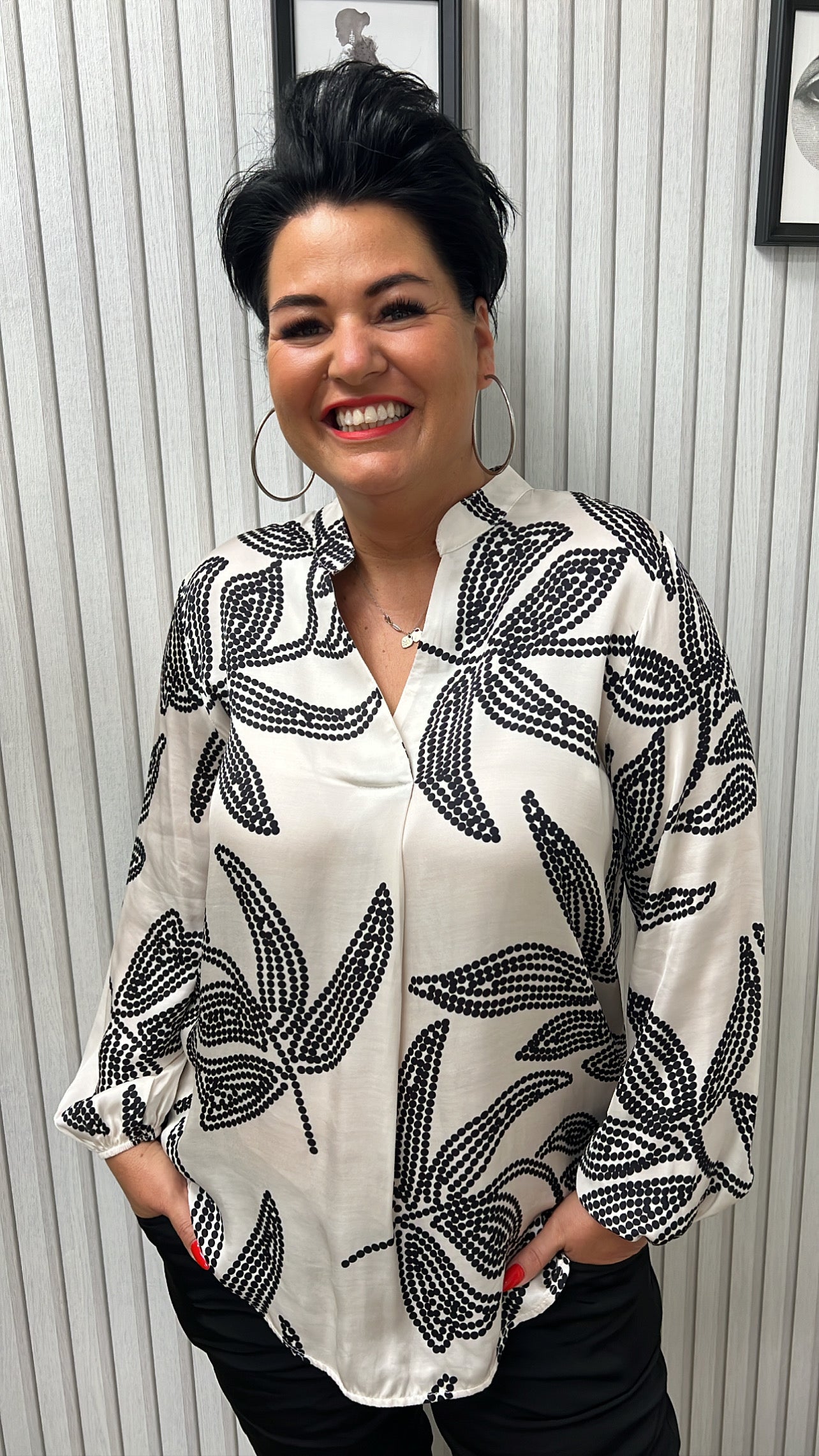 Bluse SALMA (Weiß/Schwarz)