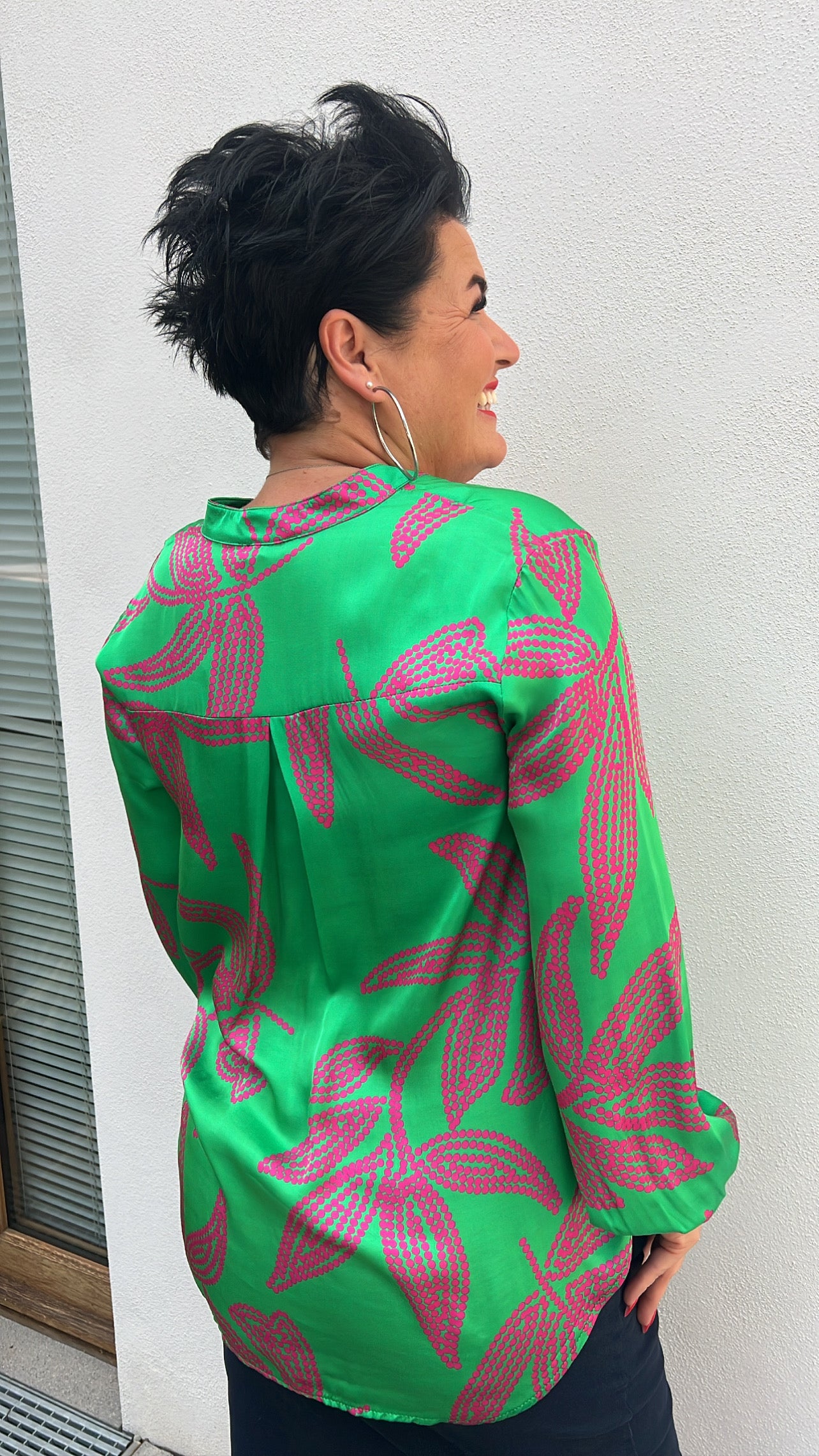Bluse SALMA (Grün/Pink)