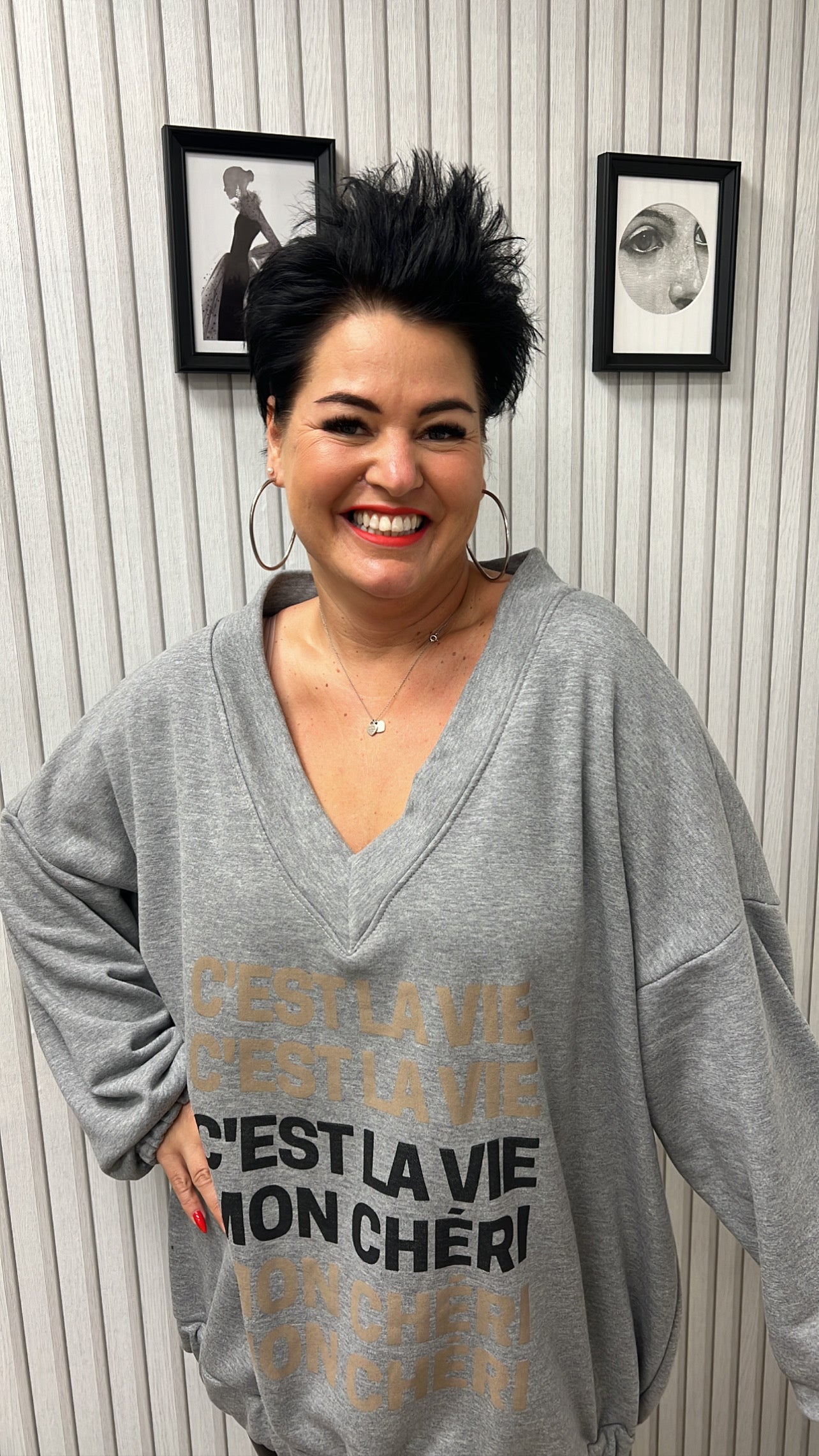 Oversize Sweat C'EST LA VIE (Grau)