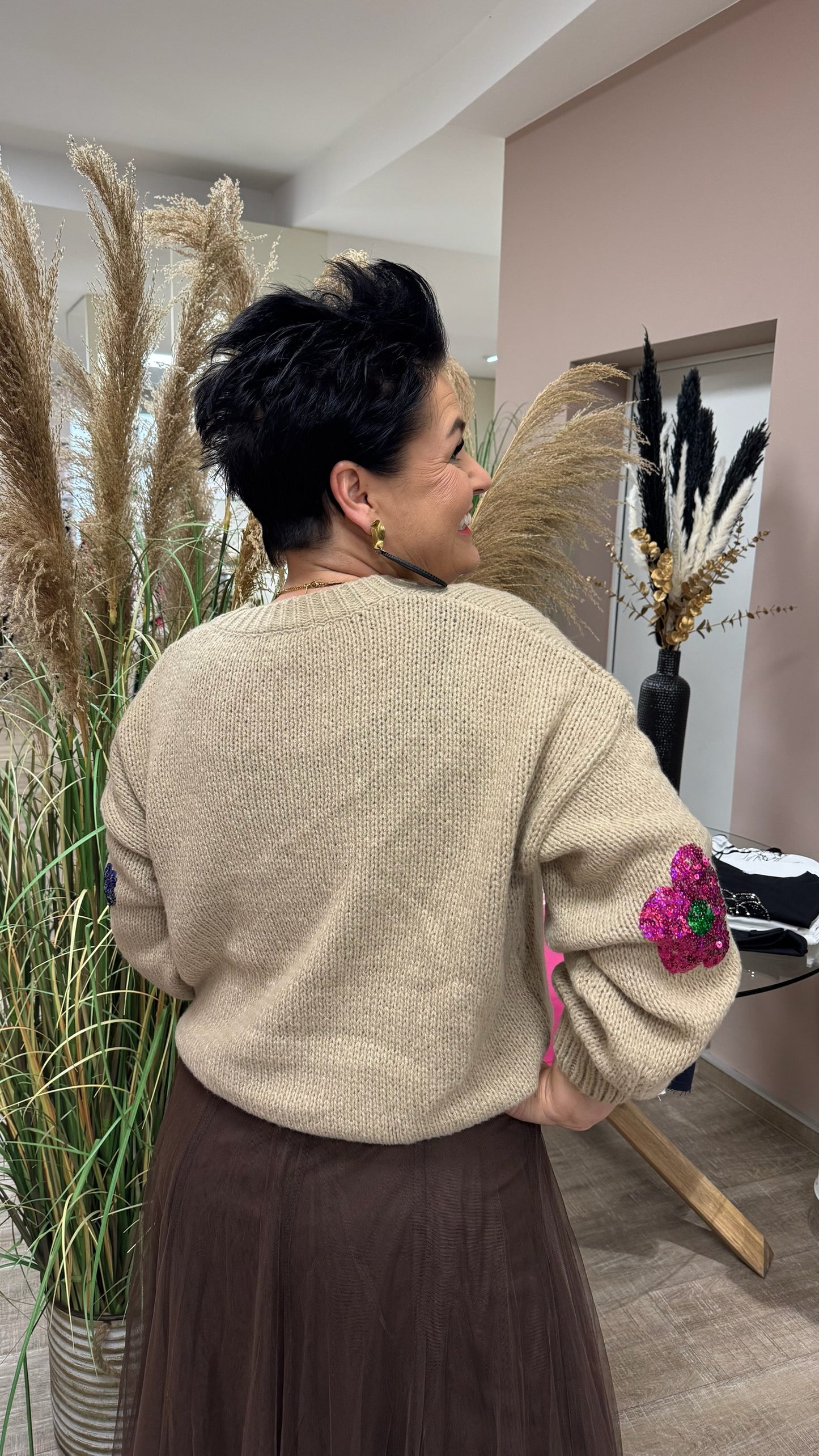 Strick FLOWER (Beige)