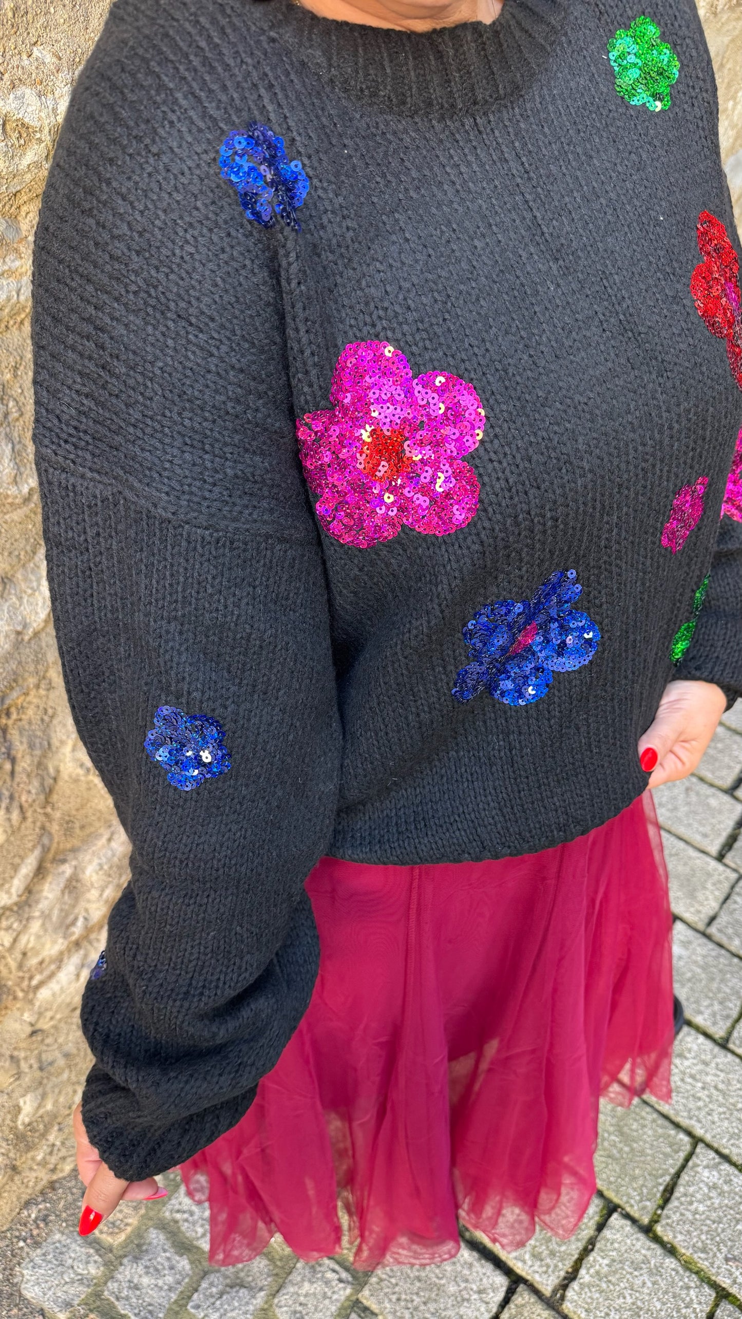 Strick FLOWER (Schwarz)