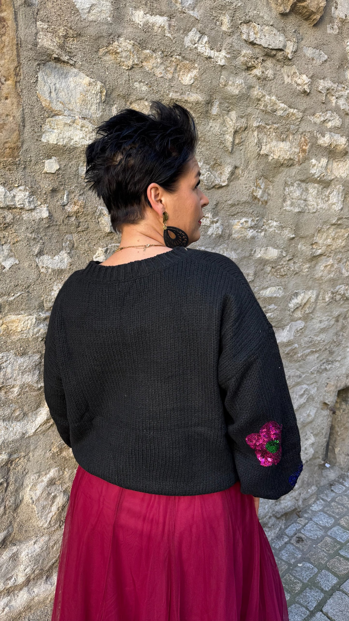 Strick FLOWER (Schwarz)