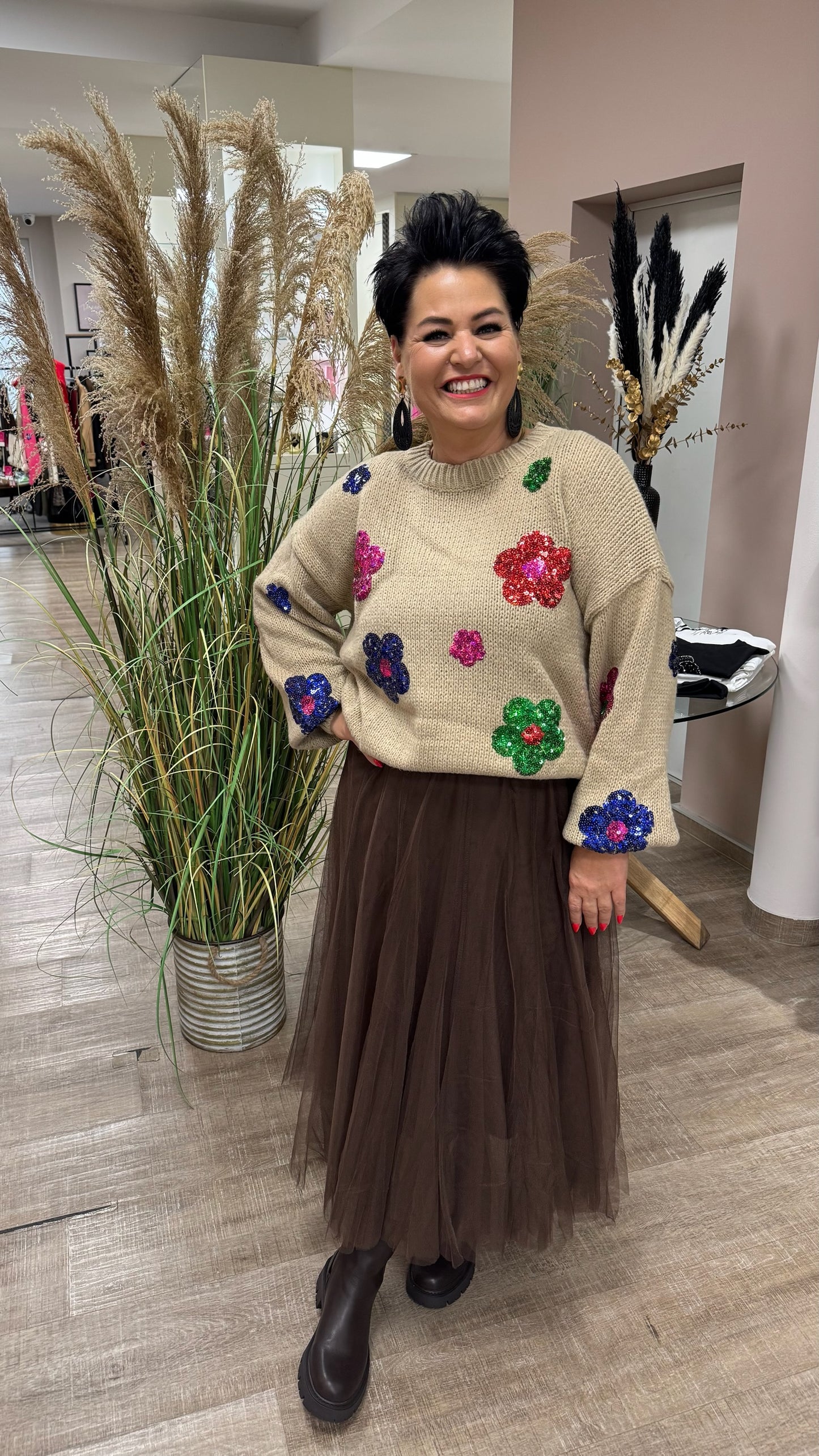 Strick FLOWER (Beige)
