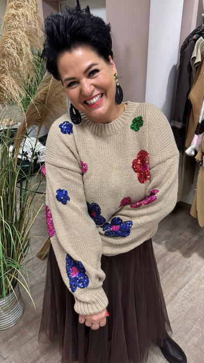 Strick FLOWER (Beige)
